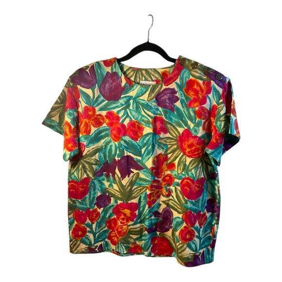 Cristin Stevens Women’s Vintage Multicolor Floral Top and Shorts Set Size M - Picture 3 of 15